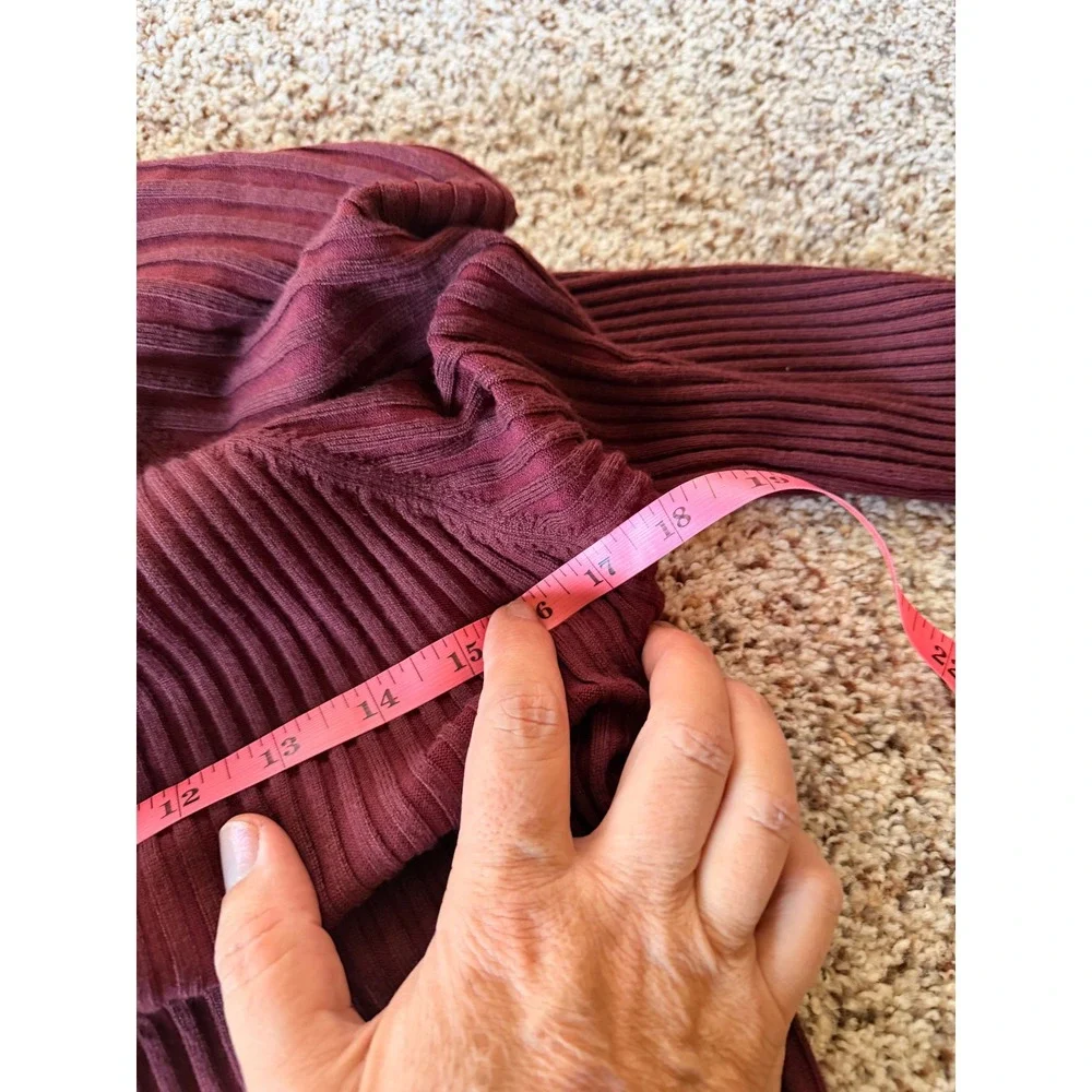 Lush "After Hours" Ribbed Knit Maxi Dress M Burgundy Long Sleeve Cutout Mock - Picture 5 of 8